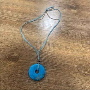 Modern Turquoise and Silver Necklace with Circular Pendant